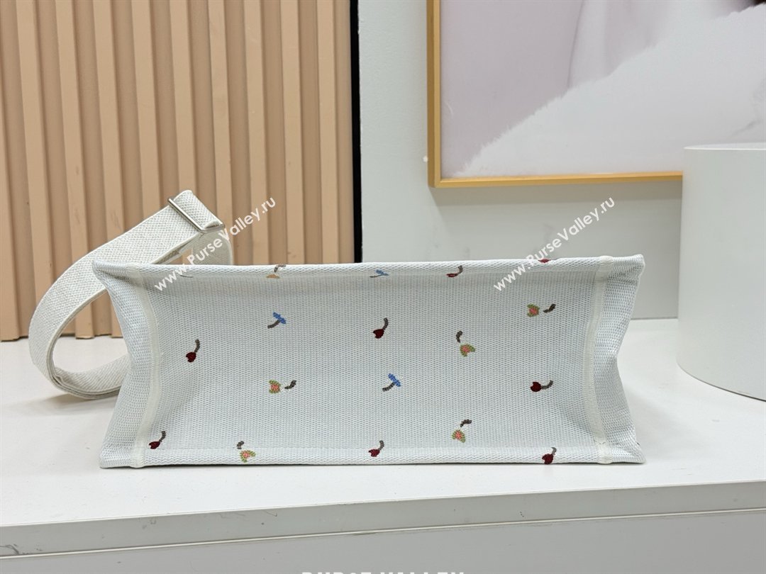 Dior Dioramour Medium Dior Book Tote with Strap White Multicolor Revolution Flowers Embroidery 2026 (BF-26012206)