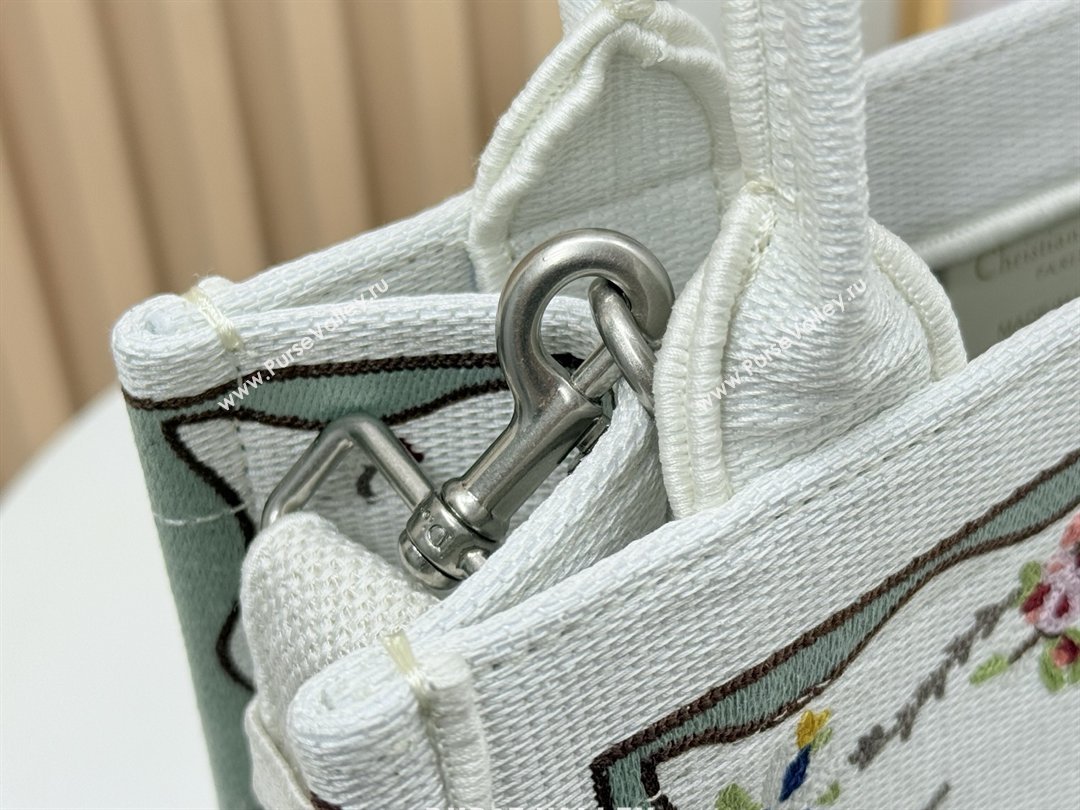 Dior Dioramour Small Dior Book Tote with Strap White Multicolor Revolution Flowers Embroidery 2026 (BF-26012207)