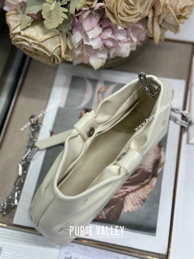 Dior Small Dior Bow Bag in White Dior Clover Embroidered Lambskin 2026 (XXG-26012237)