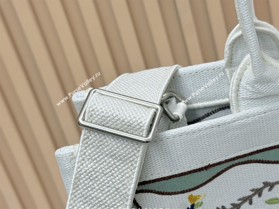 Dior Dioramour Large Dior Book Tote with Strap White Multicolor Revolution Flowers Embroidery 2026 (BF-26012205)