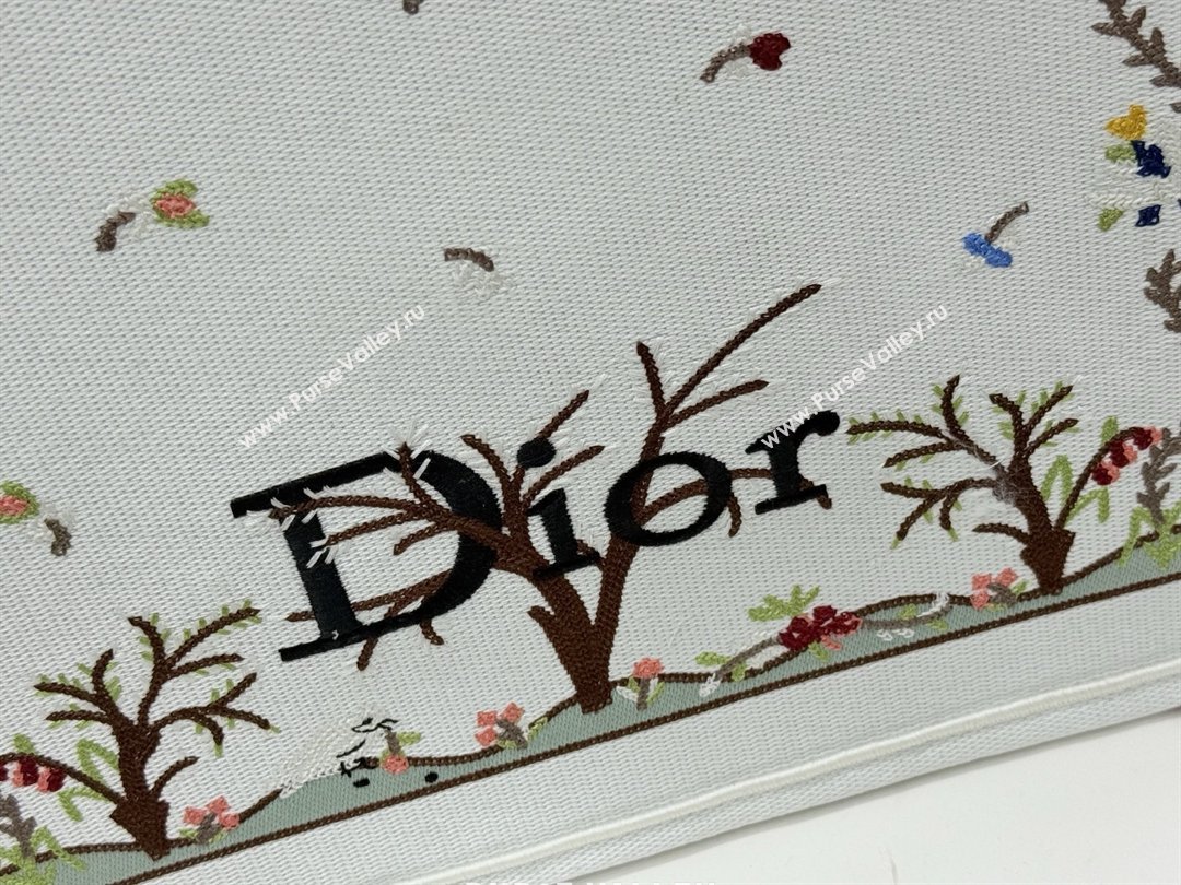 Dior Dioramour Large Dior Book Tote with Strap White Multicolor Revolution Flowers Embroidery 2026 (BF-26012205)
