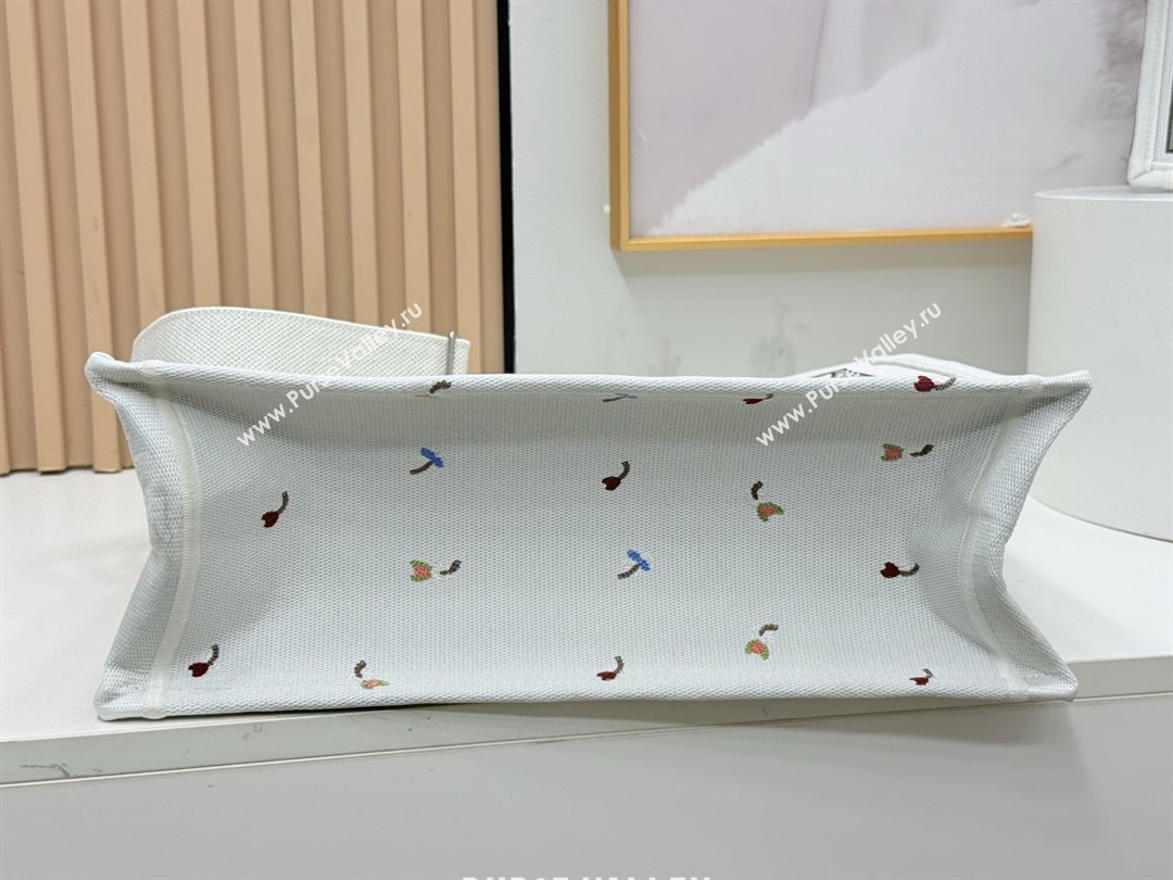 Dior Dioramour Large Dior Book Tote with Strap White Multicolor Revolution Flowers Embroidery 2026 (BF-26012205)