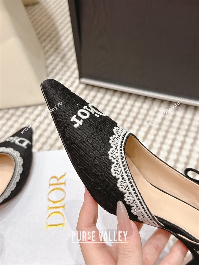 Dior JAdior Pump 6.5cm Heel in Black Dior Oblique Embroidered Cotton and White Lace 2026 (LM-26012233)