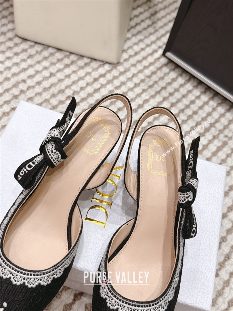 Dior JAdior Pump 6.5cm Heel in Black Dior Oblique Embroidered Cotton and White Lace 2026 (LM-26012233)