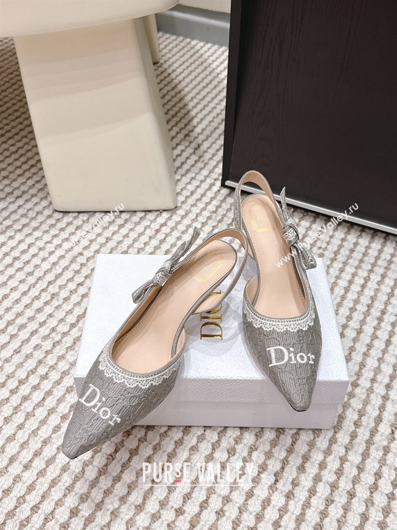 Dior JAdior Pump 6.5cm Heel in Grey Dior Oblique Embroidered Cotton and White Lace 2026 (LM-26012235)