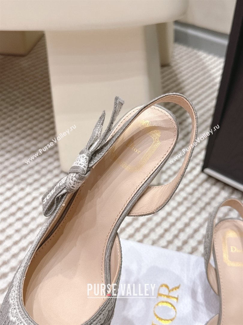 Dior JAdior Pump 6.5cm Heel in Grey Dior Oblique Embroidered Cotton and White Lace 2026 (LM-26012235)