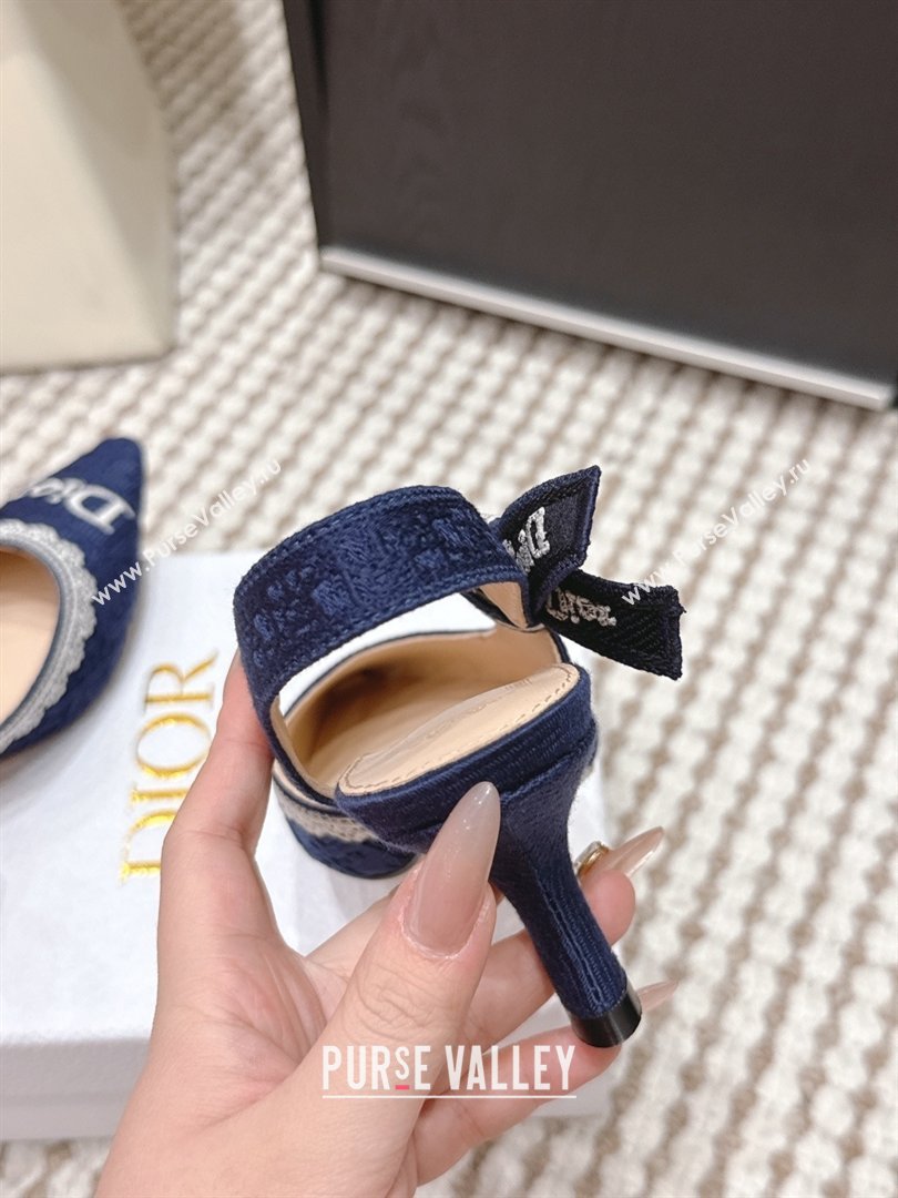 Dior JAdior Pump 6.5cm Heel in Blue Dior Oblique Embroidered Cotton and White Lace 2026 (LM-26012234)