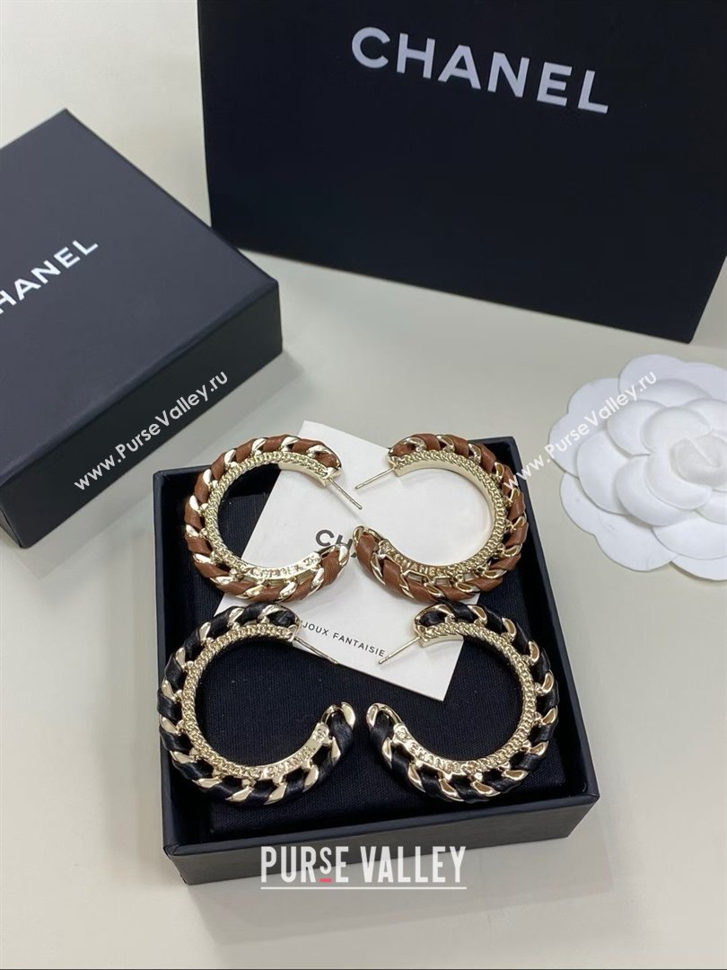 Chanel Lambskin Chain Hoop Earrings CH013009 Black 2026 (YF-26013009)