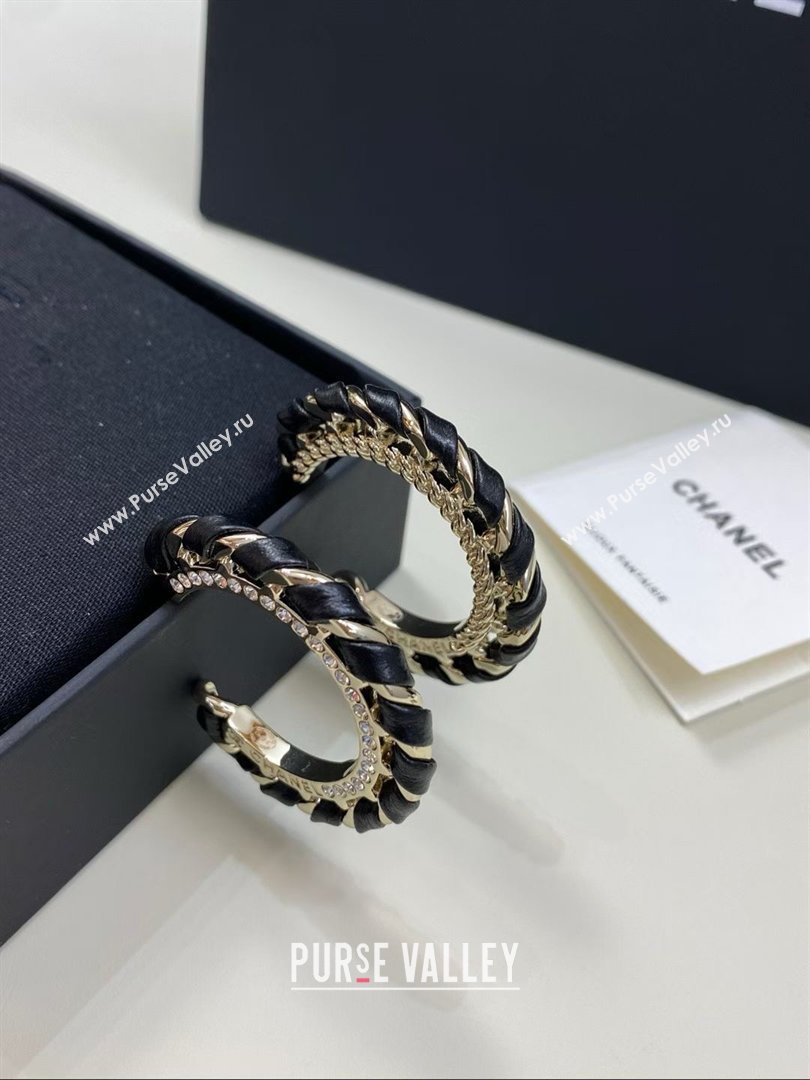Chanel Lambskin Chain Hoop Earrings CH013009 Black 2026 (YF-26013009)