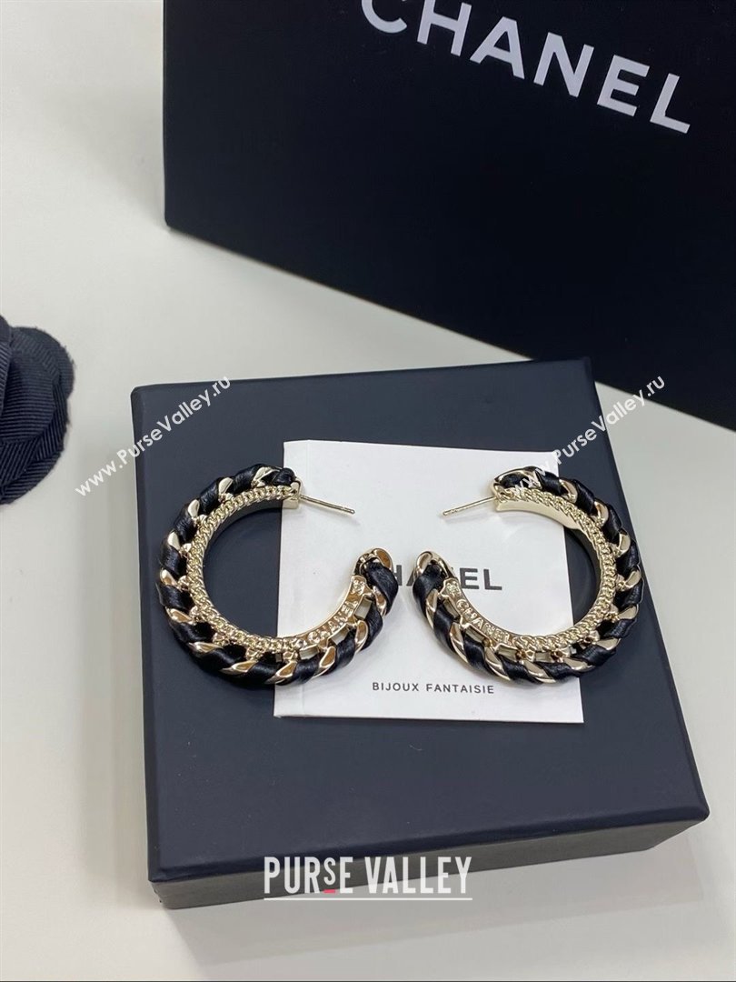 Chanel Lambskin Chain Hoop Earrings CH013009 Black 2026 (YF-26013009)