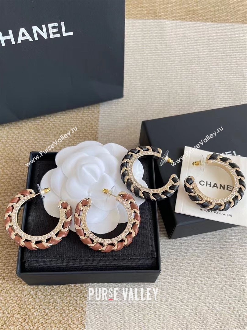 Chanel Lambskin Chain Hoop Earrings CH013010 Brown 2026 (YF-26013010)