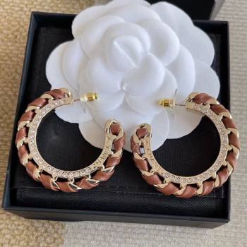 Chanel Lambskin Chain Hoop Earrings CH013010 Brown 2026 (YF-26013010)