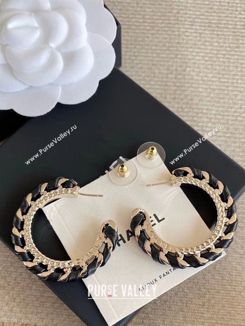 Chanel Lambskin Chain Hoop Earrings CH013009 Black 2026 (YF-26013009)