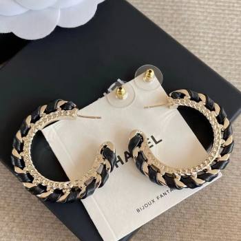 Chanel Lambskin Chain Hoop Earrings CH013009 Black 2026 (YF-26013009)