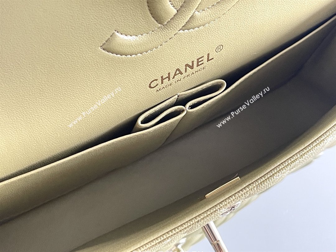 Chanel Grained Calfskin Medium Classic Flap Bag A01112 Avocado green/Light Gold 2026 Original Quality (MHE-26013102)