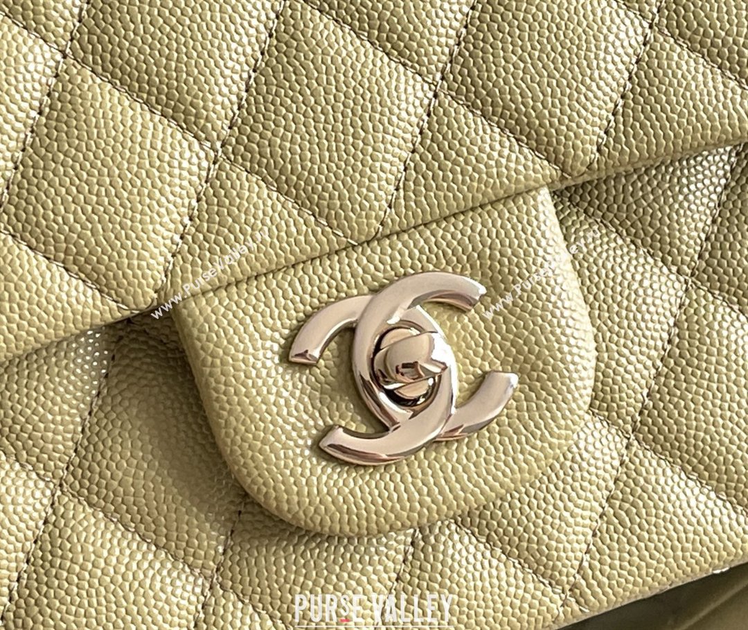 Chanel Grained Calfskin Medium Classic Flap Bag A01112 Avocado green/Light Gold 2026 Original Quality (MHE-26013102)