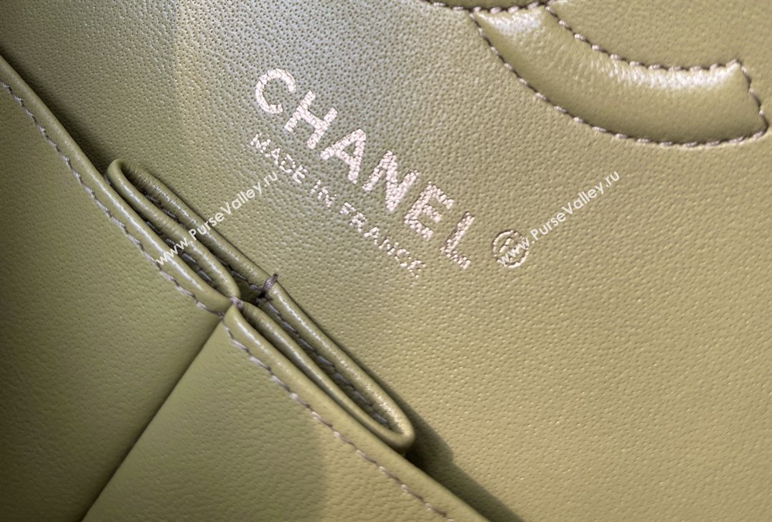 Chanel Grained Calfskin Medium Classic Flap Bag A01112 Avocado green/Light Gold 2026 Original Quality (MHE-26013102)