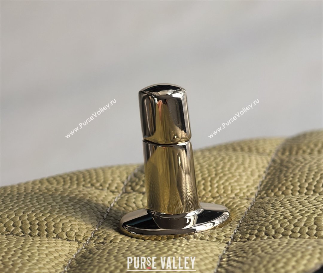 Chanel Grained Calfskin Medium Classic Flap Bag A01112 Avocado green/Light Gold 2026 Original Quality (MHE-26013102)