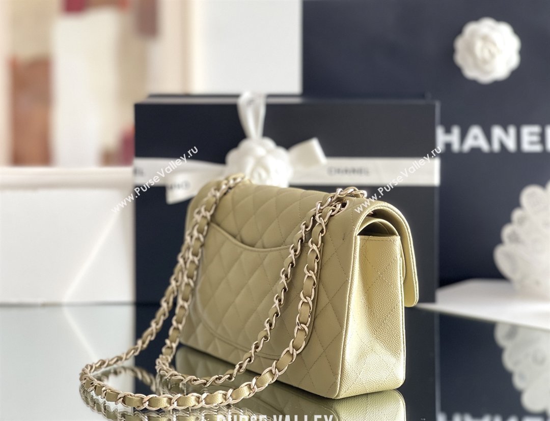 Chanel Grained Calfskin Small Classic Flap Bag A01116 Avocado green/Light Gold 2026 Original Quality (MHE-26013103)