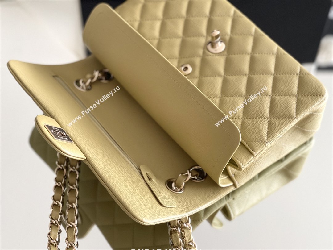Chanel Grained Calfskin Small Classic Flap Bag A01116 Avocado green/Light Gold 2026 Original Quality (MHE-26013103)