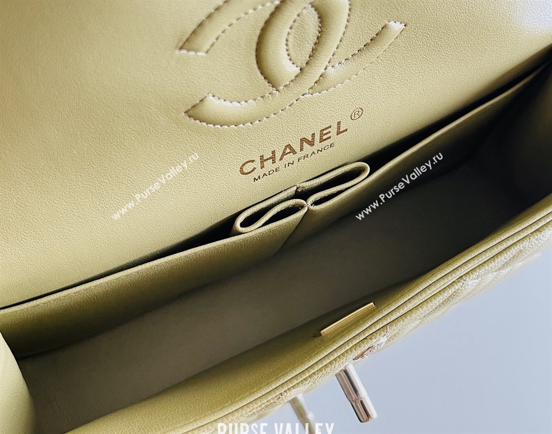 Chanel Grained Calfskin Small Classic Flap Bag A01116 Avocado green/Light Gold 2026 Original Quality (MHE-26013103)