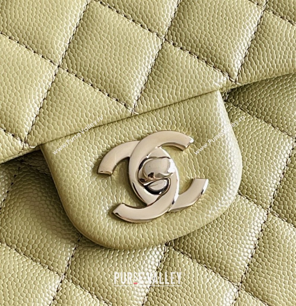 Chanel Grained Calfskin Small Classic Flap Bag A01116 Avocado green/Light Gold 2026 Original Quality (MHE-26013103)