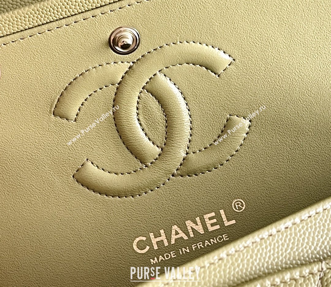 Chanel Grained Calfskin Small Classic Flap Bag A01116 Avocado green/Light Gold 2026 Original Quality (MHE-26013103)