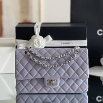 Chanel Grained Calfskin Medium Classic Flap Bag A01112 Light Purple/Silver 2026 Original Quality (MHE-26013104)