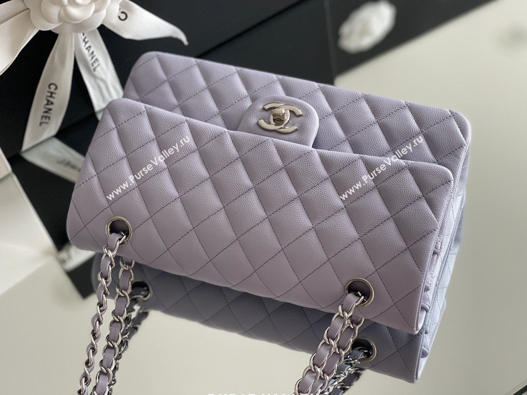 Chanel Grained Calfskin Medium Classic Flap Bag A01112 Light Purple/Silver 2026 Original Quality (MHE-26013104)