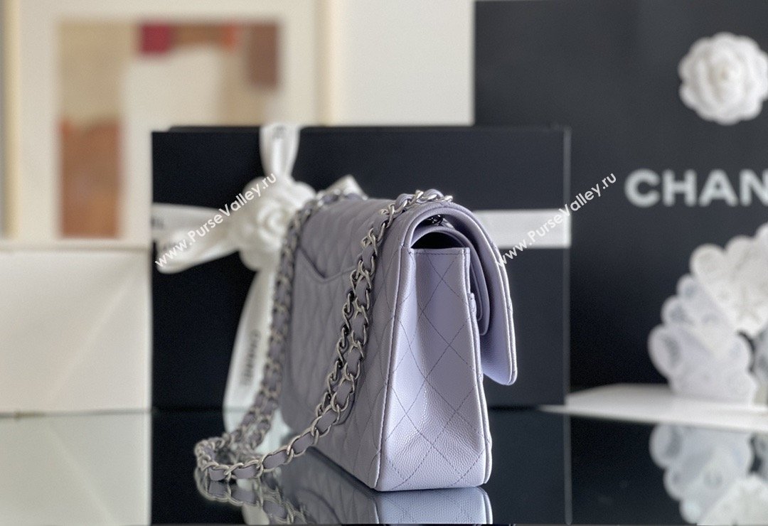 Chanel Grained Calfskin Medium Classic Flap Bag A01112 Light Purple/Silver 2026 Original Quality (MHE-26013104)