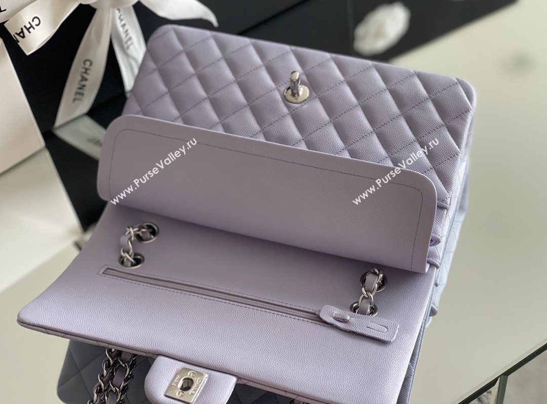 Chanel Grained Calfskin Medium Classic Flap Bag A01112 Light Purple/Silver 2026 Original Quality (MHE-26013104)