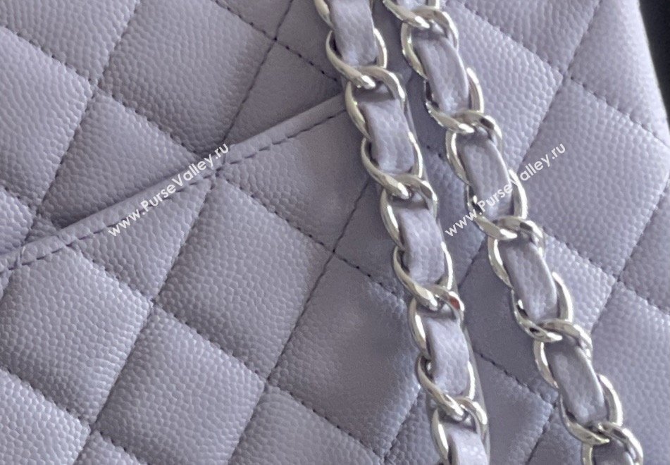 Chanel Grained Calfskin Medium Classic Flap Bag A01112 Light Purple/Silver 2026 Original Quality (MHE-26013104)
