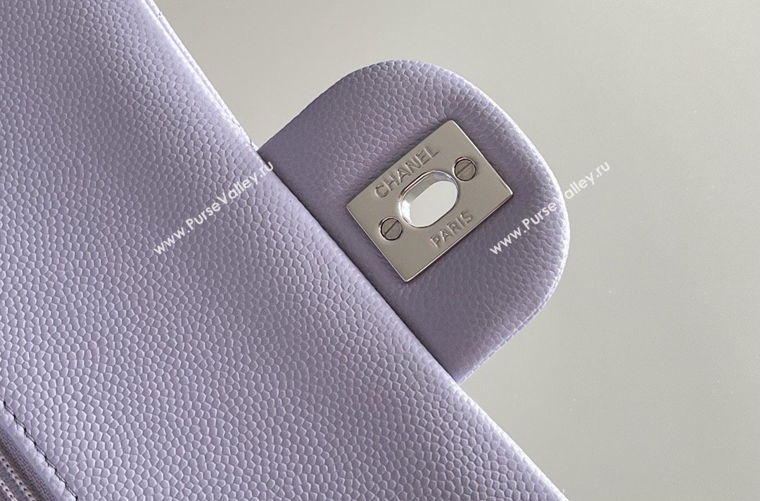 Chanel Grained Calfskin Medium Classic Flap Bag A01112 Light Purple/Silver 2026 Original Quality (MHE-26013104)