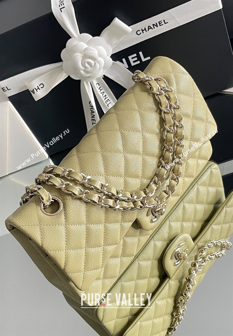 Chanel Grained Calfskin Medium Classic Flap Bag A01112 Avocado green/Light Gold 2026 Original Quality (MHE-26013102)