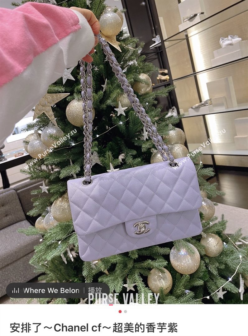 Chanel Grained Calfskin Small Classic Flap Bag A01116 Light Purple/Silver 2026 Original Quality (MHE-26013105)