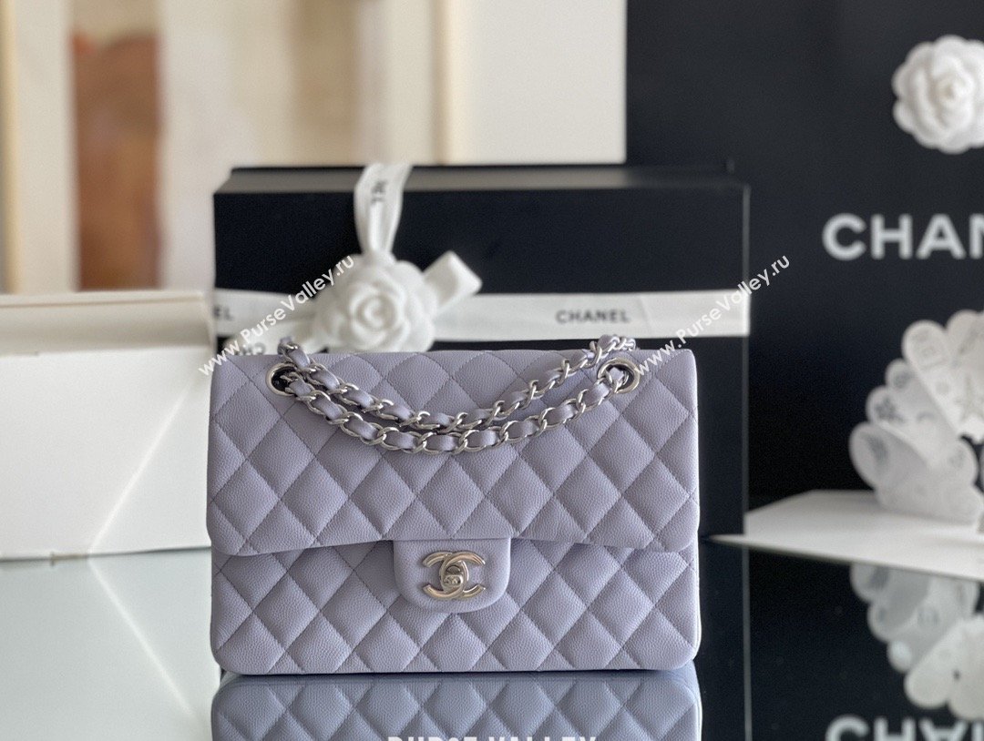 Chanel Grained Calfskin Small Classic Flap Bag A01116 Light Purple/Silver 2026 Original Quality (MHE-26013105)