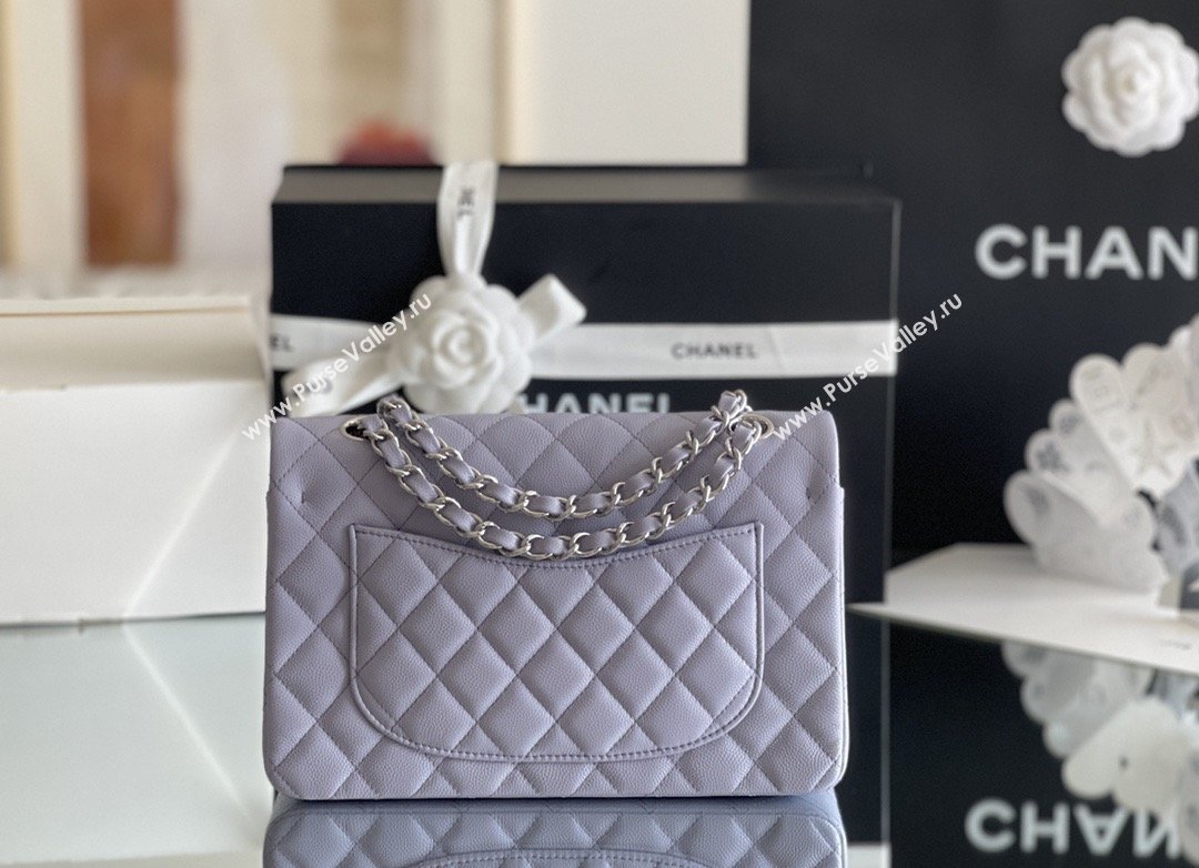 Chanel Grained Calfskin Small Classic Flap Bag A01116 Light Purple/Silver 2026 Original Quality (MHE-26013105)