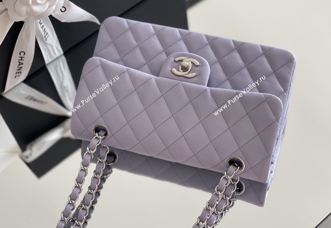Chanel Grained Calfskin Small Classic Flap Bag A01116 Light Purple/Silver 2026 Original Quality (MHE-26013105)