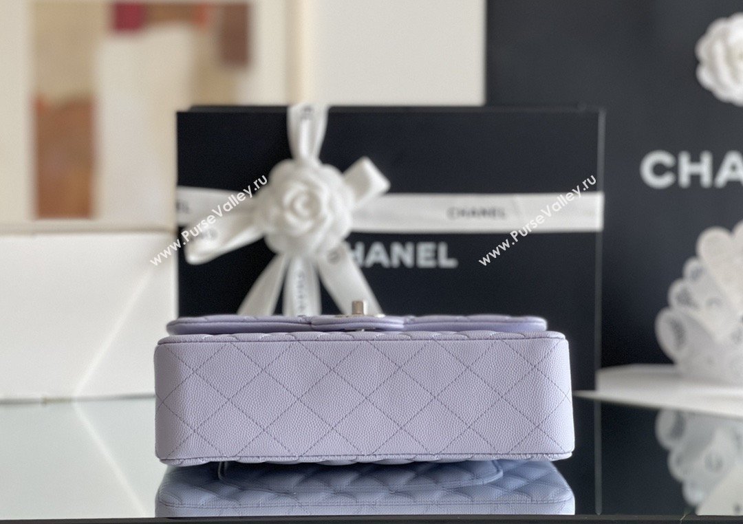 Chanel Grained Calfskin Small Classic Flap Bag A01116 Light Purple/Silver 2026 Original Quality (MHE-26013105)