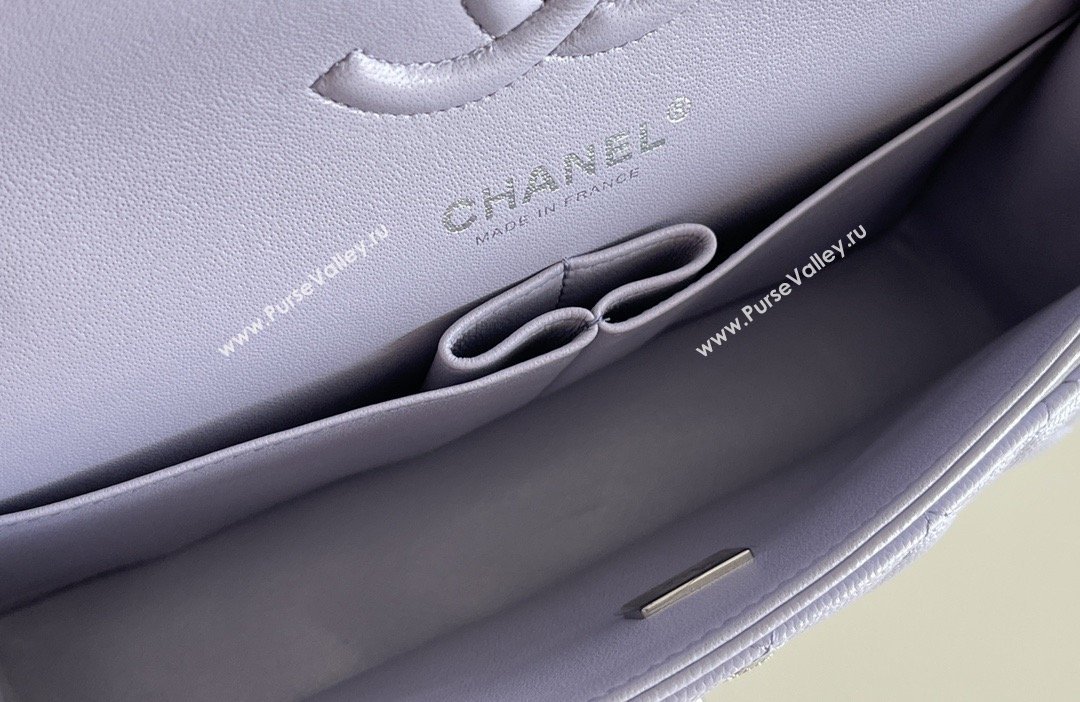 Chanel Grained Calfskin Small Classic Flap Bag A01116 Light Purple/Silver 2026 Original Quality (MHE-26013105)