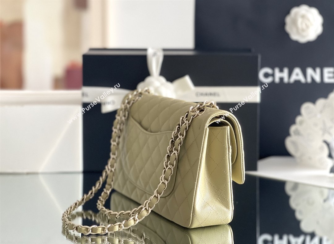 Chanel Grained Calfskin Medium Classic Flap Bag A01112 Avocado green/Light Gold 2026 Original Quality (MHE-26013102)