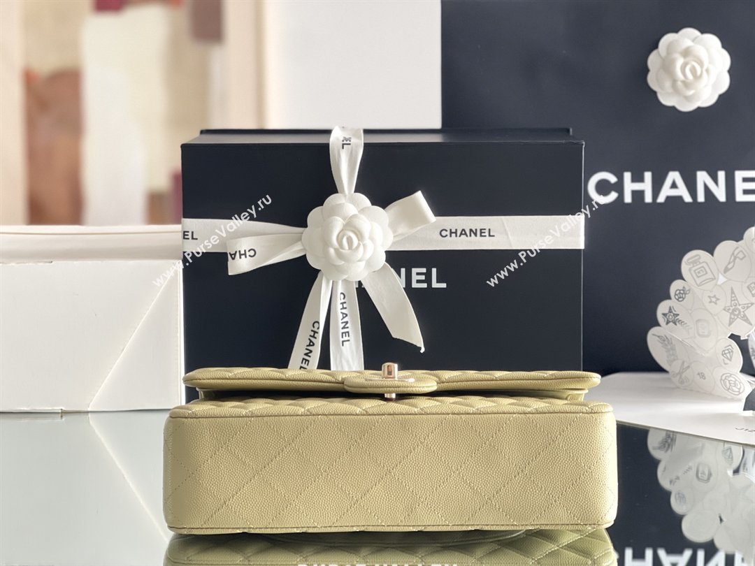 Chanel Grained Calfskin Medium Classic Flap Bag A01112 Avocado green/Light Gold 2026 Original Quality (MHE-26013102)