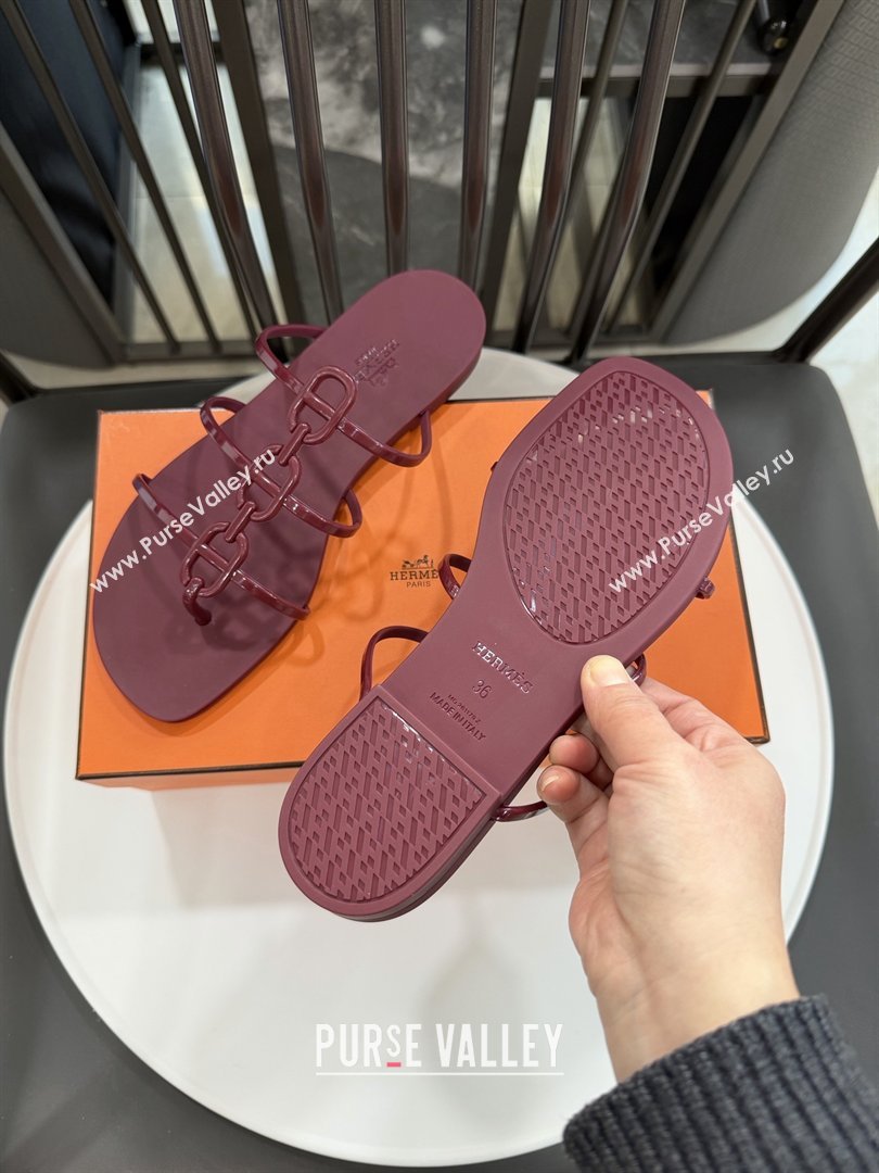 Hermes Mykonos Sandals in TPU Burgundy 2026 (ME-26020303)