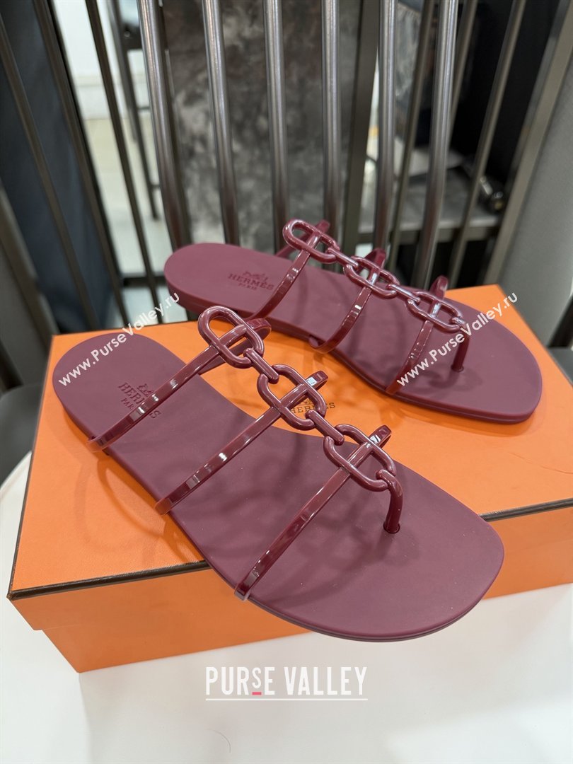 Hermes Mykonos Sandals in TPU Burgundy 2026 (ME-26020303)