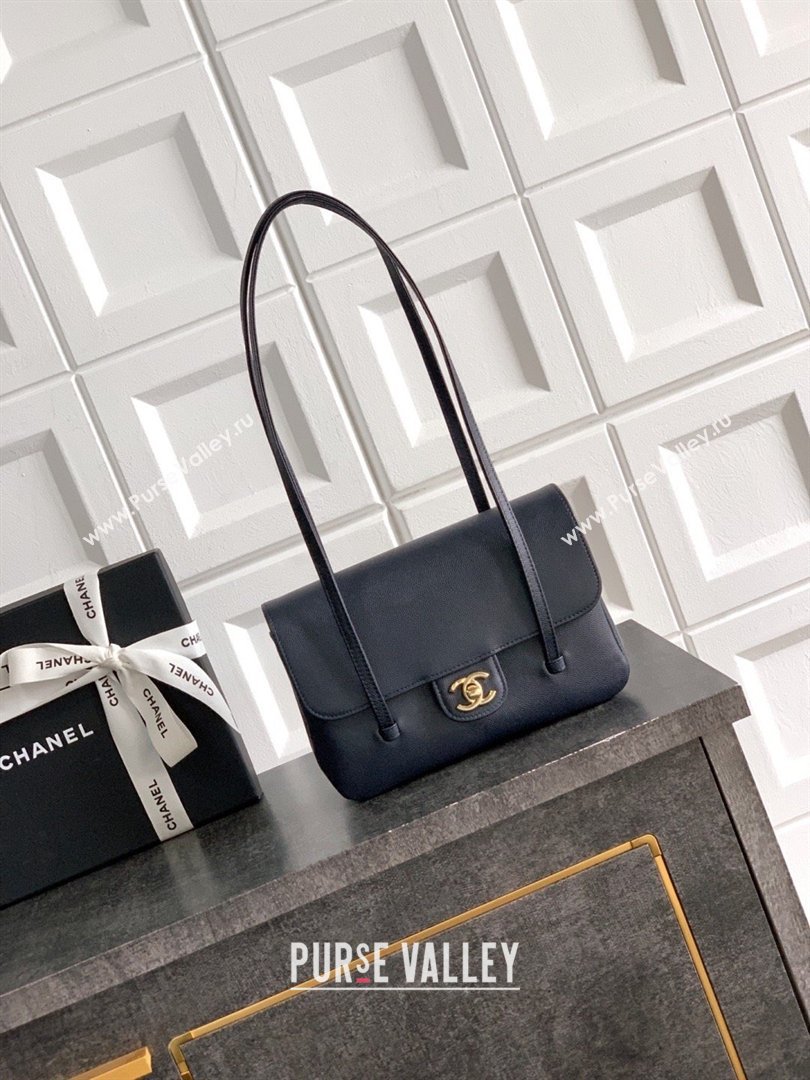 Chanel Small Flap Bag in Navy Blue Grained Shiny Calfskin AS6130 Spring-Summer 2026 Pre-collection (JY-26022101)