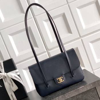 Chanel Small Flap Bag in Navy Blue Grained Shiny Calfskin AS6130 Spring-Summer 2026 Pre-collection (JY-26022101)