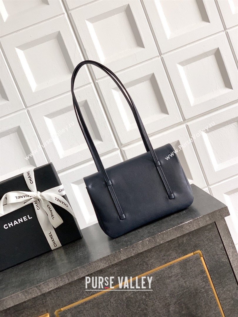 Chanel Small Flap Bag in Navy Blue Grained Shiny Calfskin AS6130 Spring-Summer 2026 Pre-collection (JY-26022101)