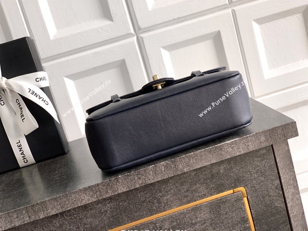 Chanel Small Flap Bag in Navy Blue Grained Shiny Calfskin AS6130 Spring-Summer 2026 Pre-collection (JY-26022101)