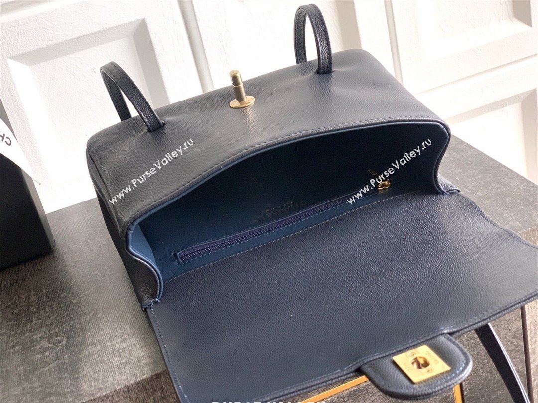 Chanel Small Flap Bag in Navy Blue Grained Shiny Calfskin AS6130 Spring-Summer 2026 Pre-collection (JY-26022101)