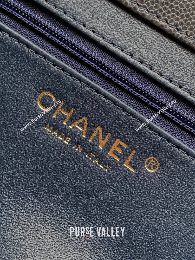 Chanel Small Flap Bag in Navy Blue Grained Shiny Calfskin AS6130 Spring-Summer 2026 Pre-collection (JY-26022101)